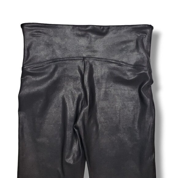 Spanx Faux Leather Leggings Womens Small Black Shaping Pull On - Picture 4 of 7